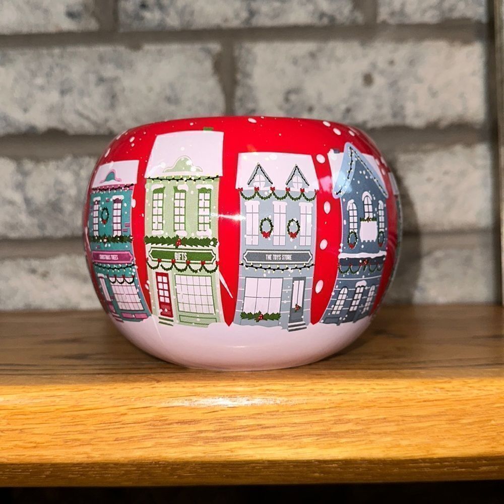 teleflora Red White Multicolored Christmas Shops Gift Ceramic Planter Pot